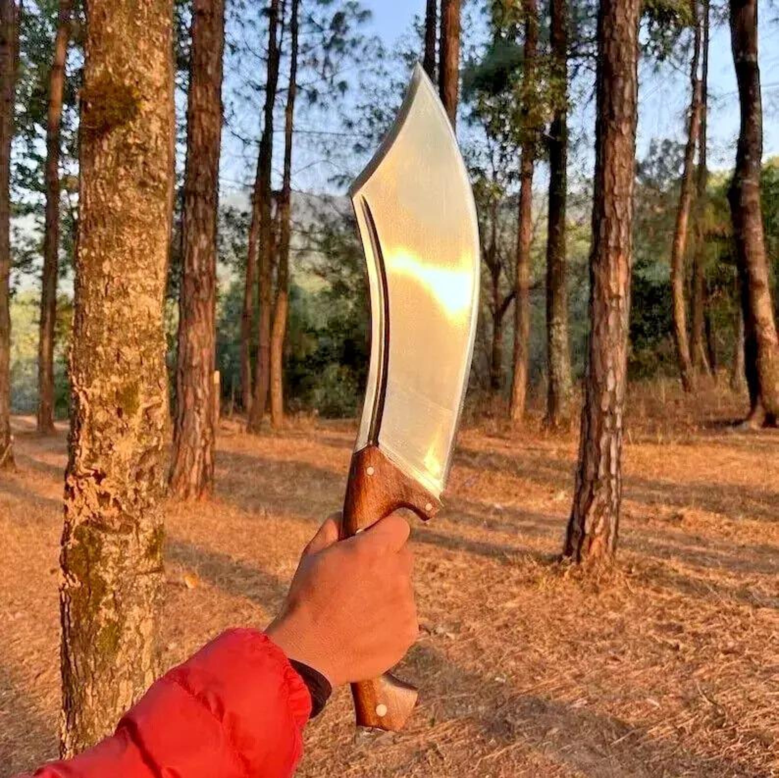 Handmade Carbon Steel Cleaver: Forged Butcher Knife with Rosewood Handle