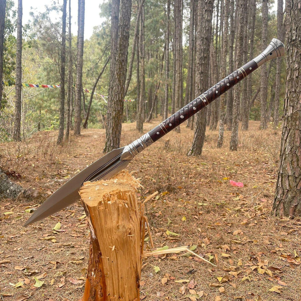Handmade Viking Spear: High Carbon Steel Blade, Rosewood Handle