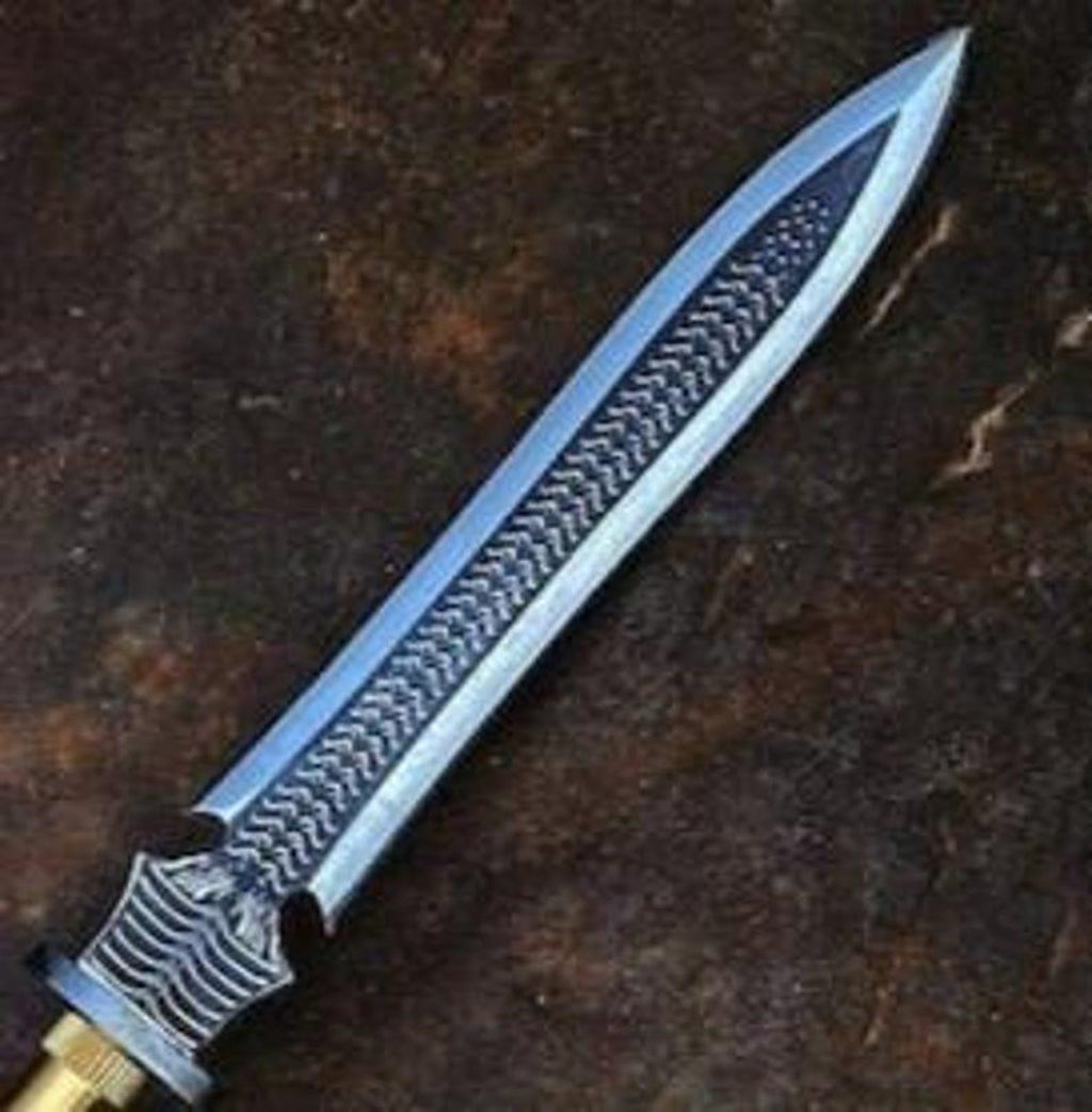 Hand Forged Hunting Spear: Rustic Steel Camping Spear with Leather Sheath