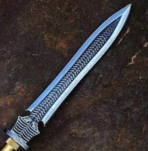 Hand Forged Hunting Spear: Rustic Steel Camping Spear with Leather Sheath