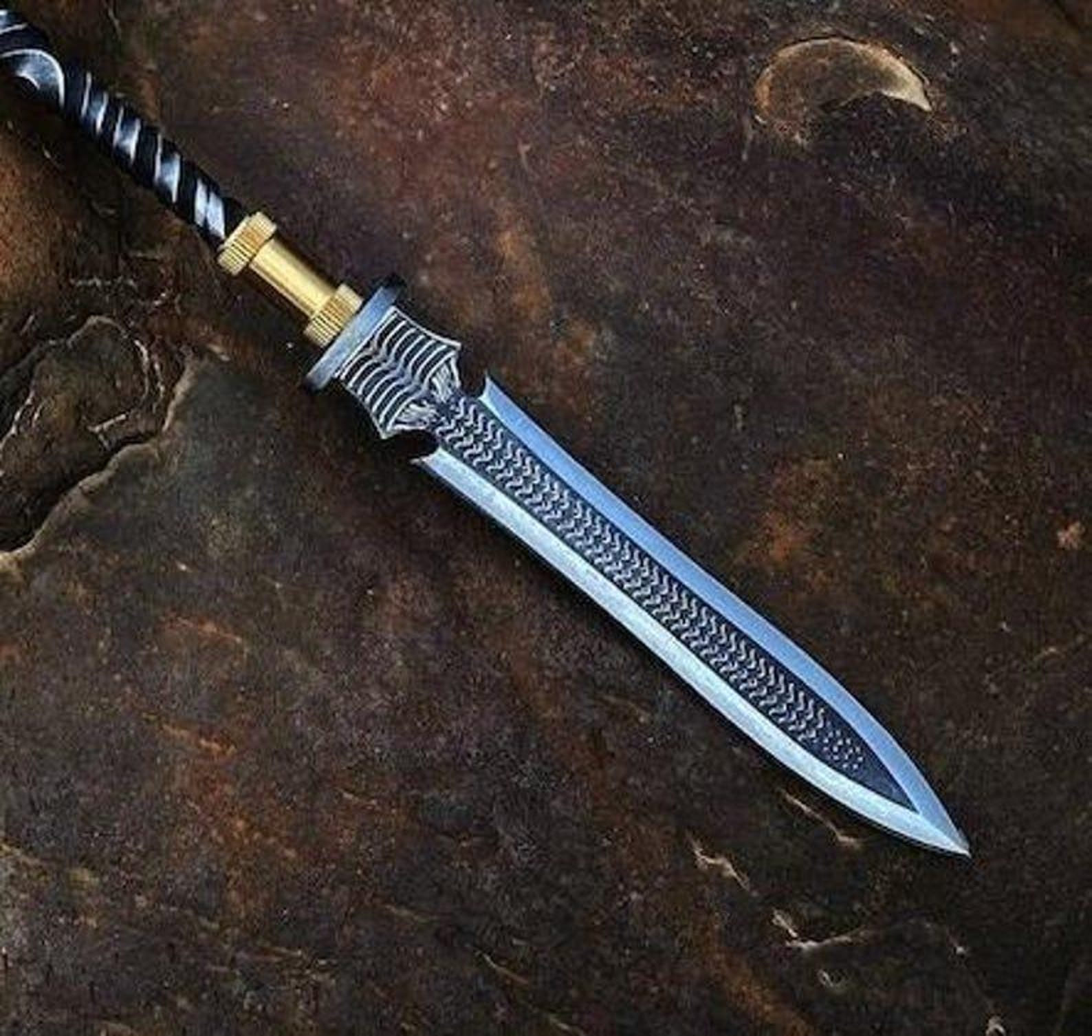 Hand Forged Hunting Spear: Rustic Steel Camping Spear with Leather Sheath