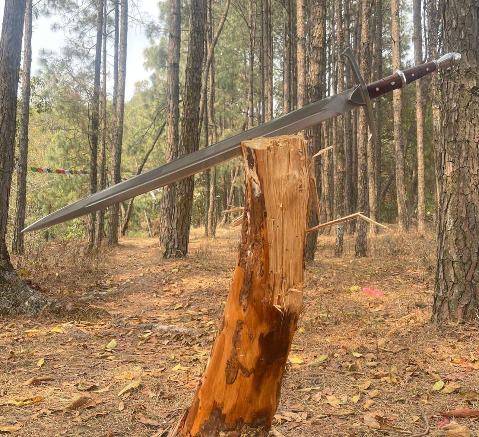 Handmade High Carbon Steel Sword: Rosewood Handle, Scabbard/Leather Cover
