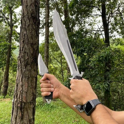 Hand-Forged Carbon Steel Machete: 20" Bushcraft Tool with Rosewood Handle