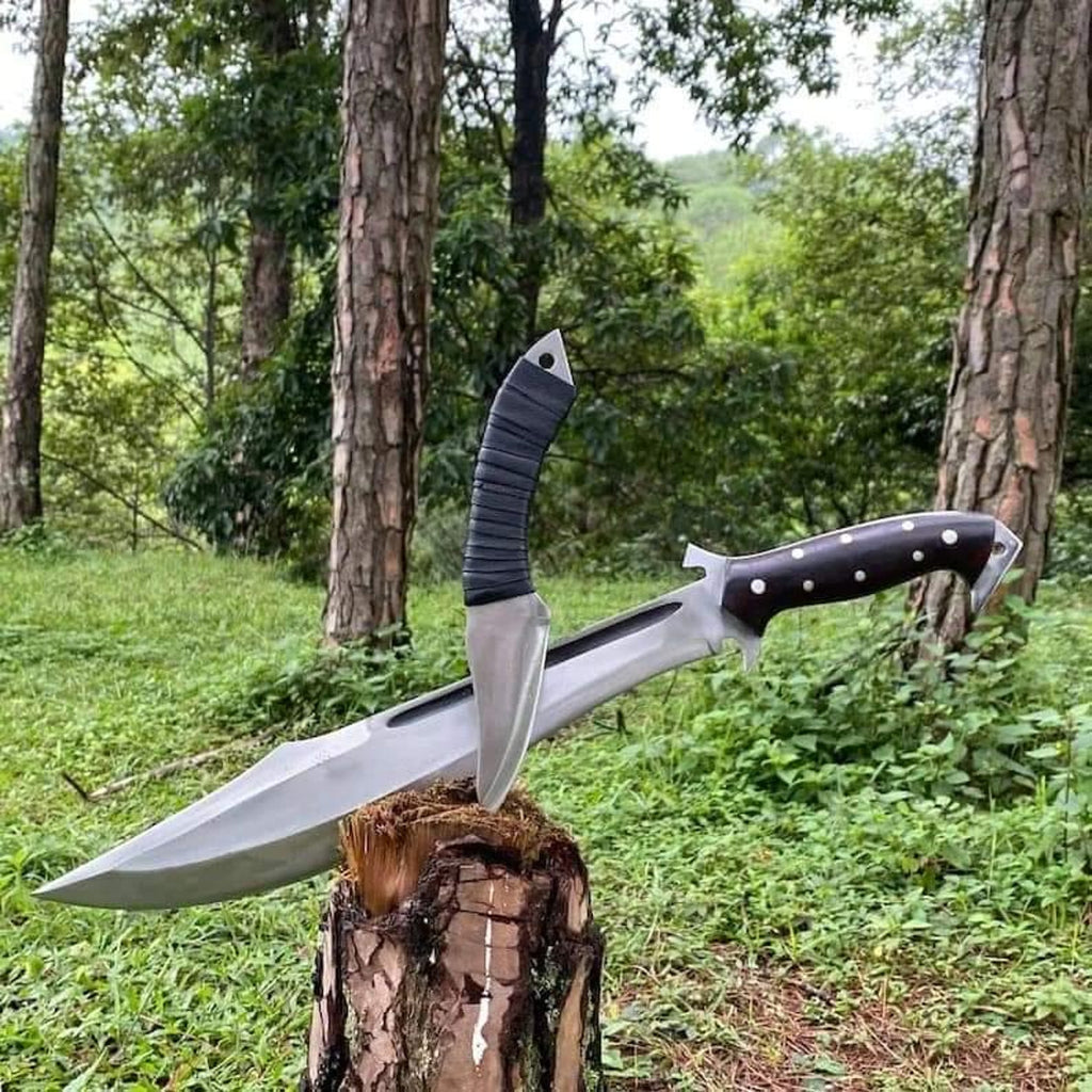 Hand-Forged Carbon Steel Machete: 20" Bushcraft Tool with Rosewood Handle