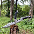 Hand-Forged Carbon Steel Machete: 20" Bushcraft Tool with Rosewood Handle