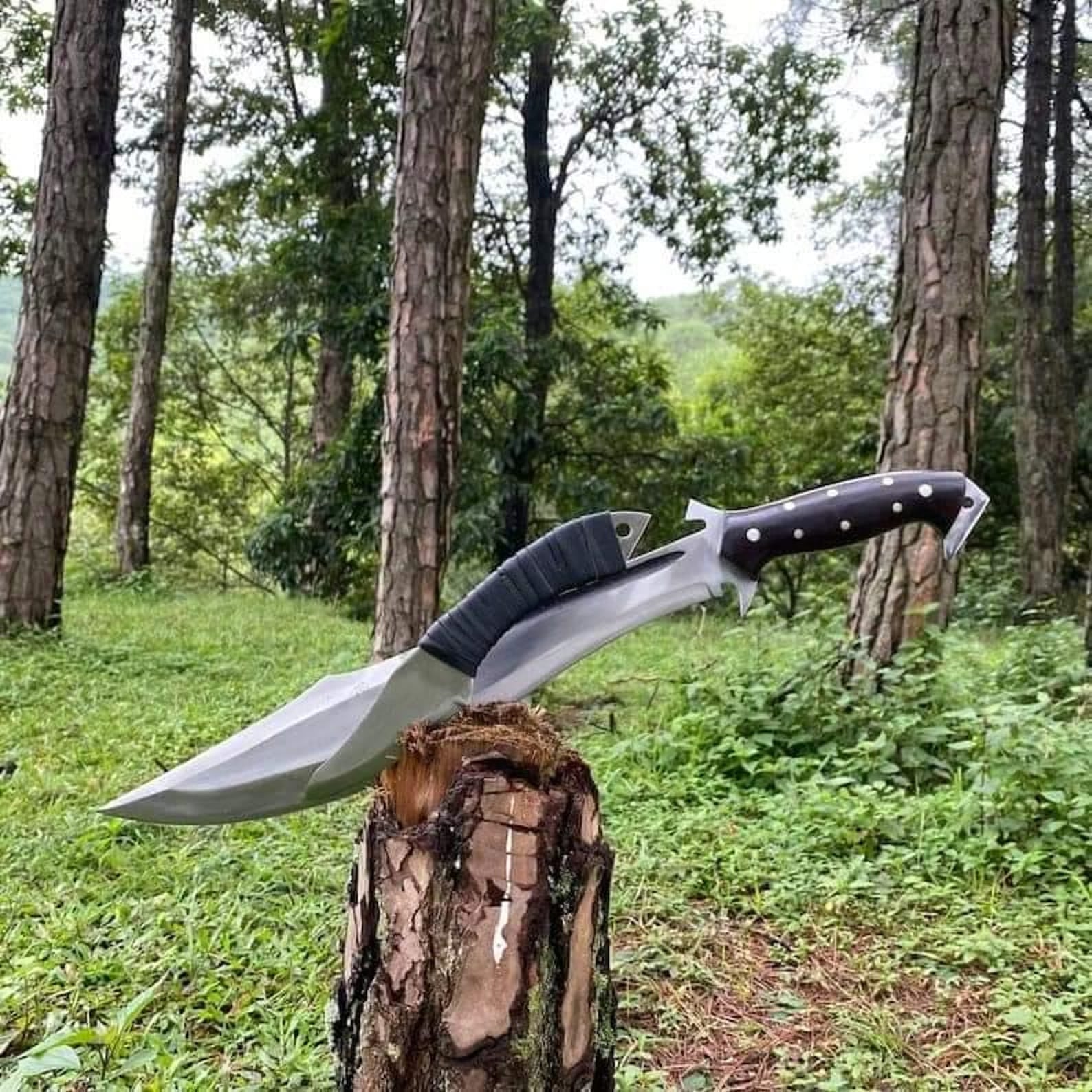 Hand-Forged Carbon Steel Machete: 20" Bushcraft Tool with Rosewood Handle