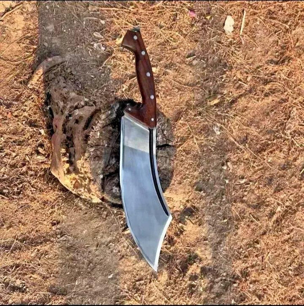 Handmade Carbon Steel Cleaver: Forged Butcher Knife with Rosewood Handle