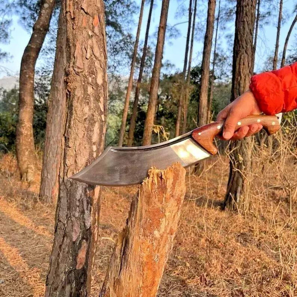 Handmade Carbon Steel Cleaver: Forged Butcher Knife with Rosewood Handle