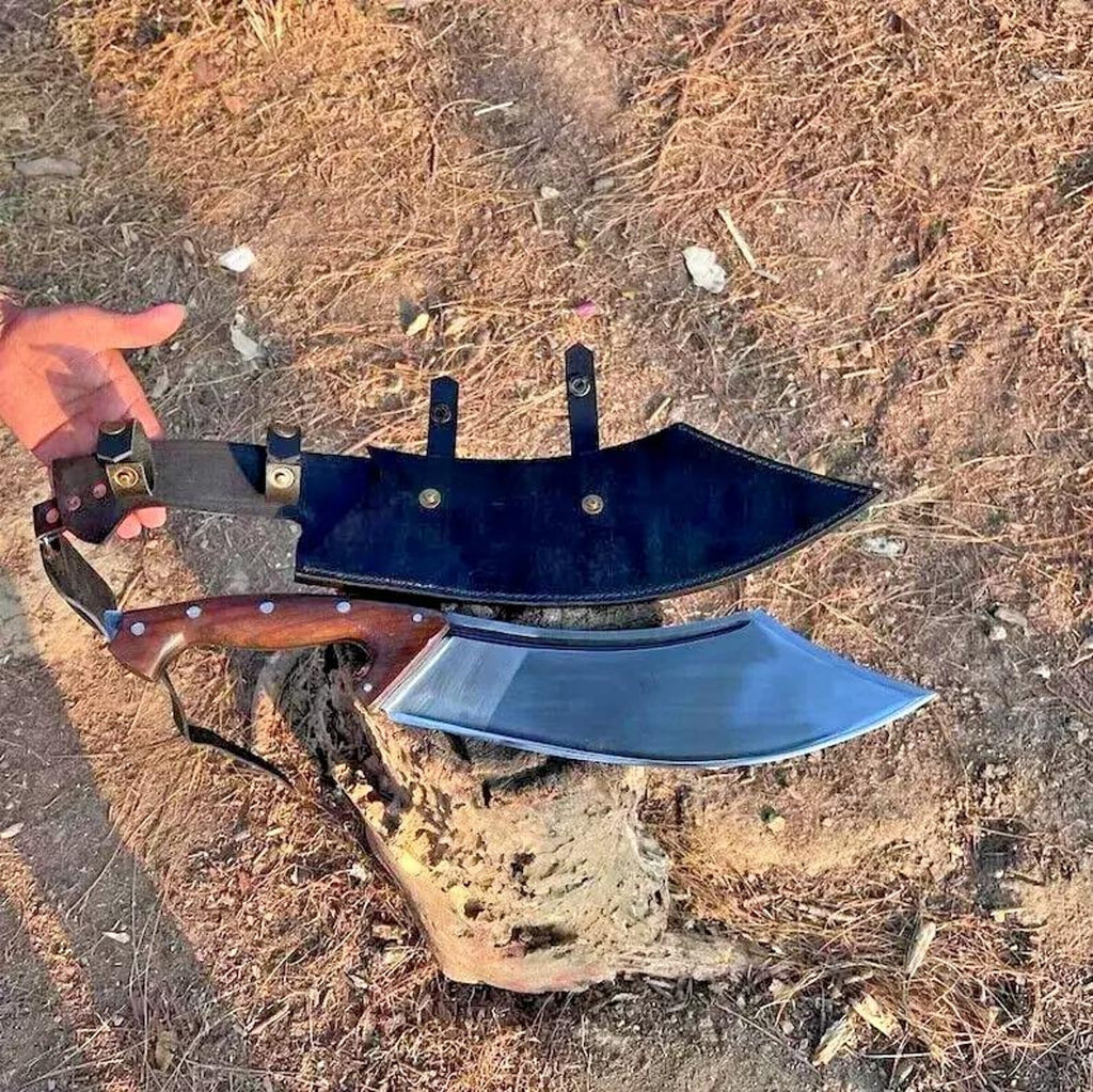 Handmade Carbon Steel Cleaver: Forged Butcher Knife with Rosewood Handle
