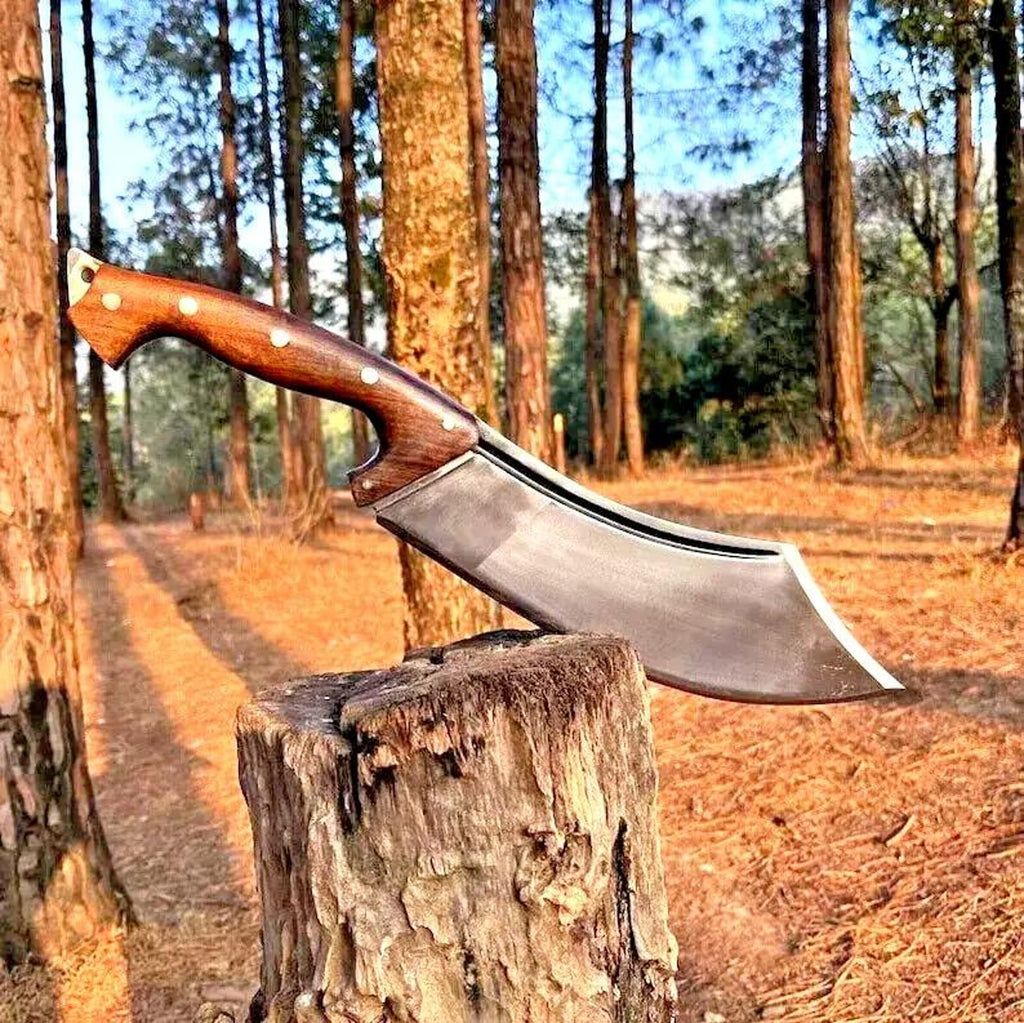 Handmade Carbon Steel Cleaver: Forged Butcher Knife with Rosewood Handle