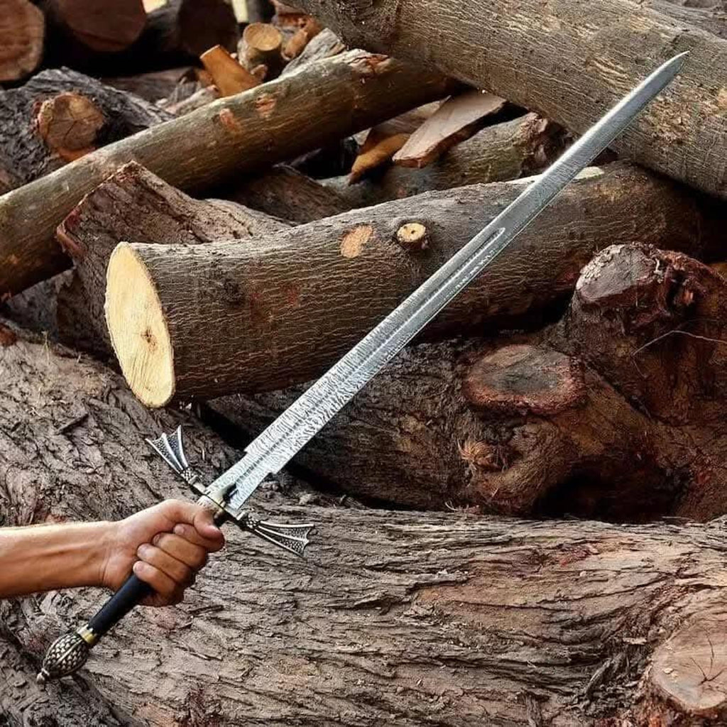 Handmade High Carbon Steel Sword: Medieval Replica with Leather Handle