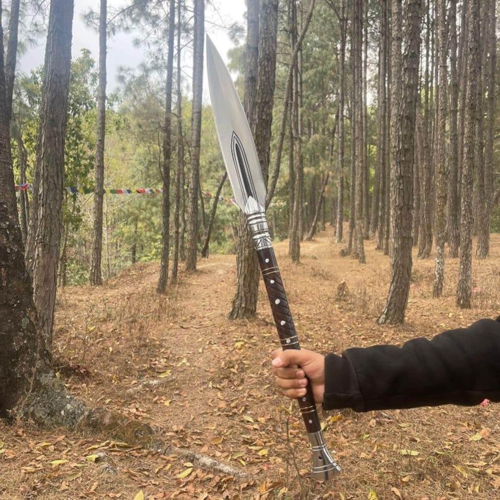 Handmade Viking Spear: High Carbon Steel Blade, Rosewood Handle