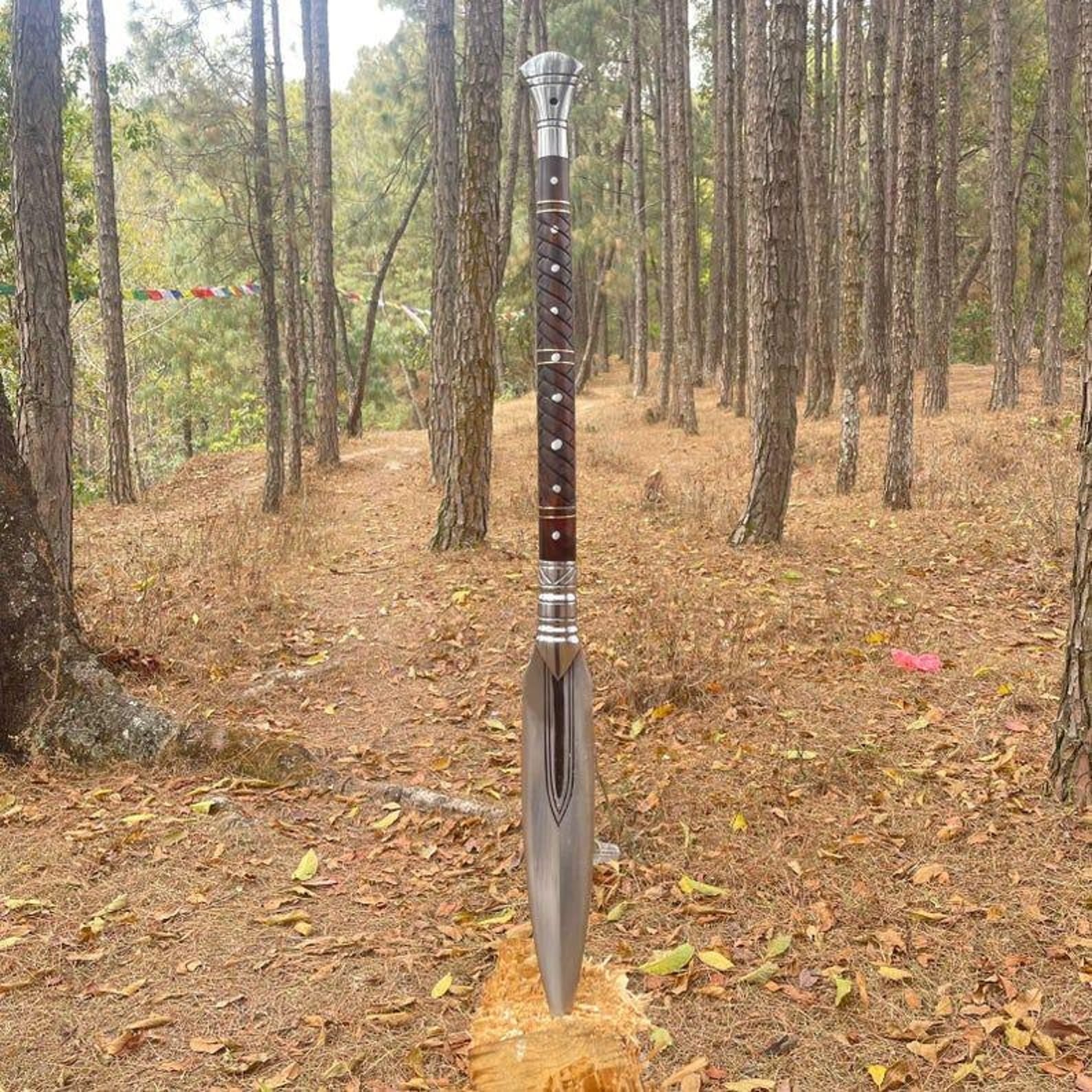 Handmade Viking Spear: High Carbon Steel Blade, Rosewood Handle