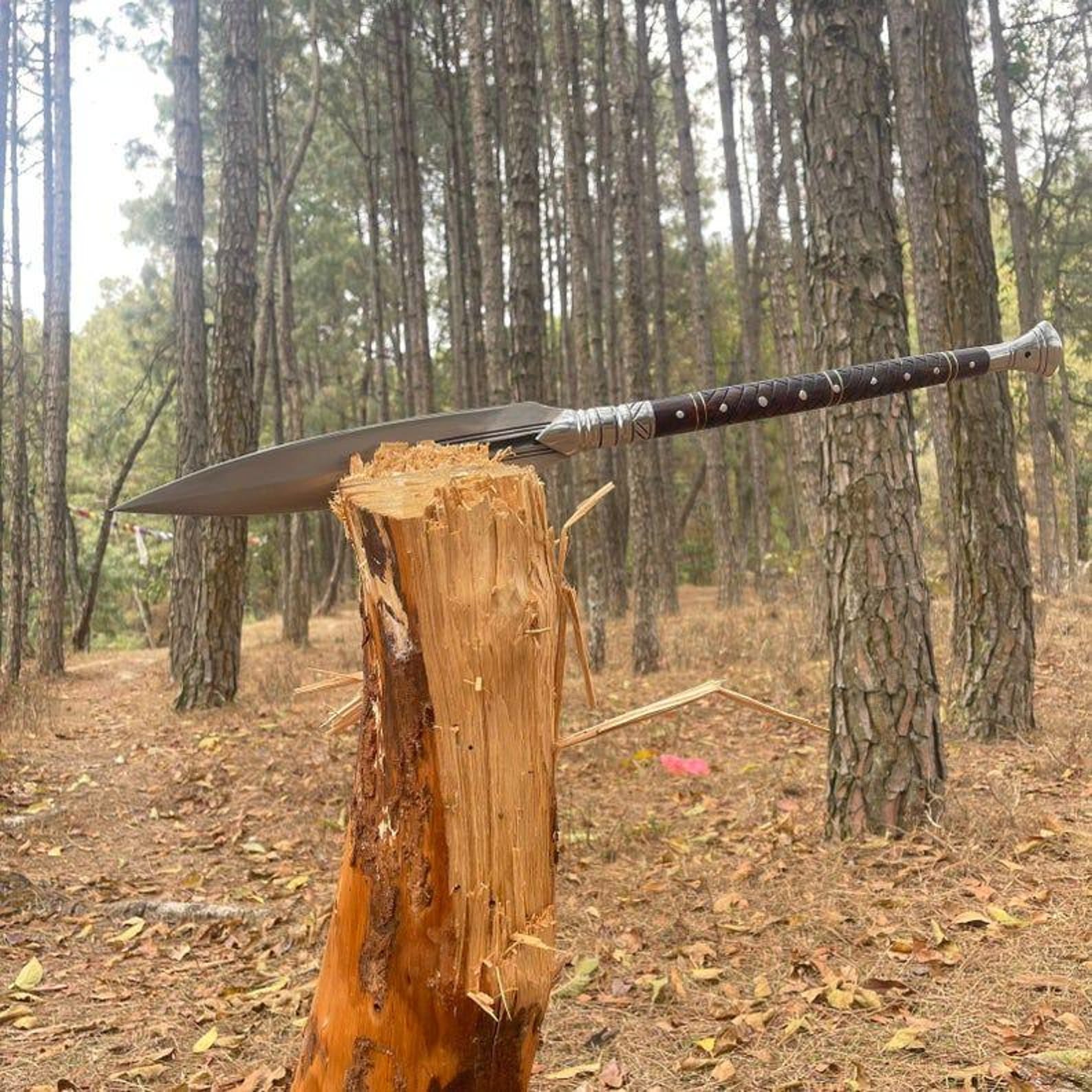 Handmade Viking Spear: High Carbon Steel Blade, Rosewood Handle
