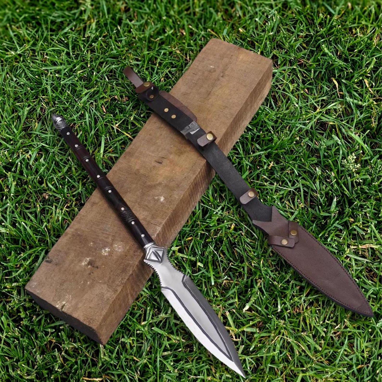 Handmade Viking-Inspired Carbon Steel Spear – 35" Total Length | Decorative Rosewood Handle | Unique Historical Replica