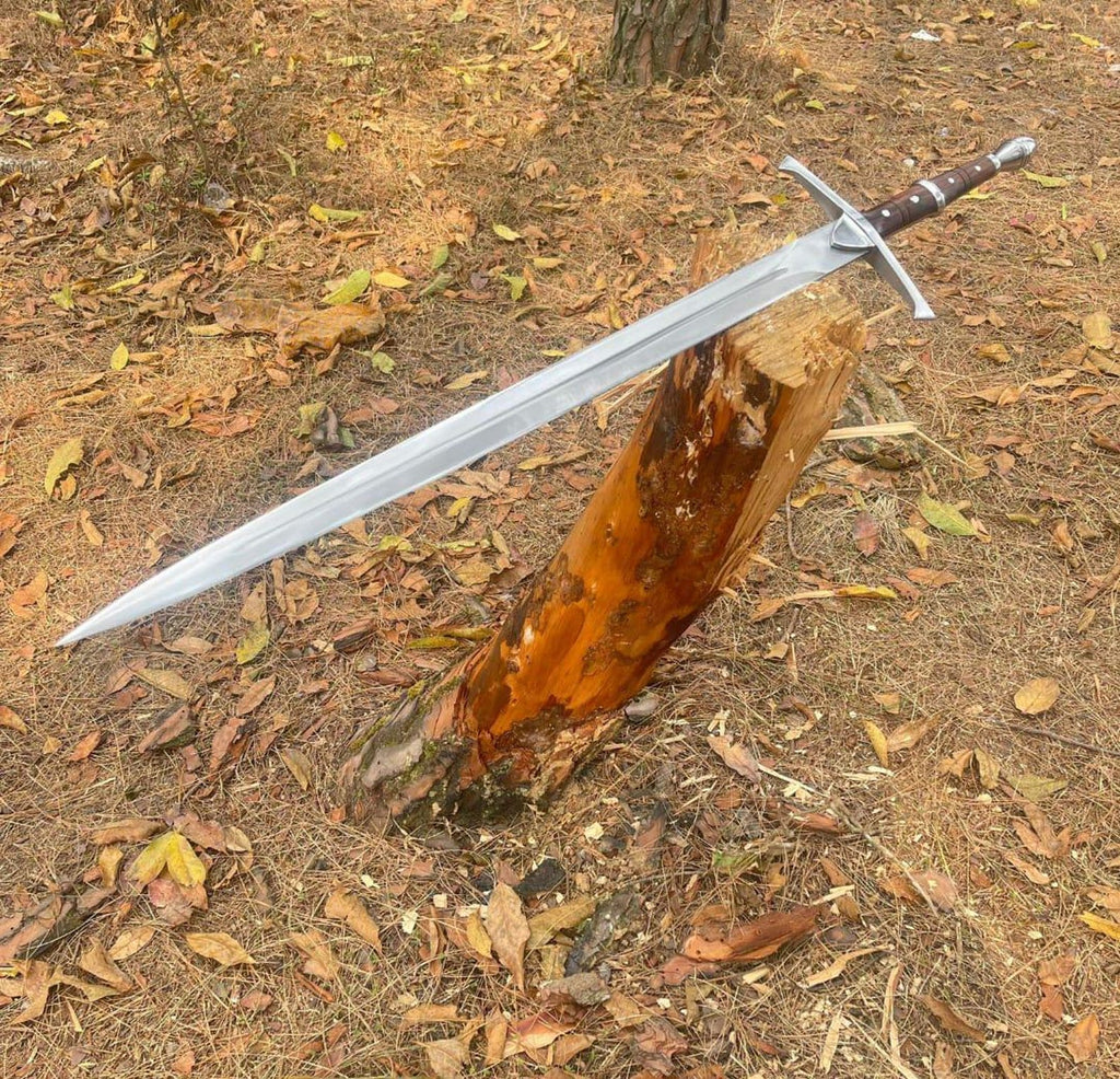 Handmade High Carbon Steel Sword: Rosewood Handle, Scabbard/Leather Cover