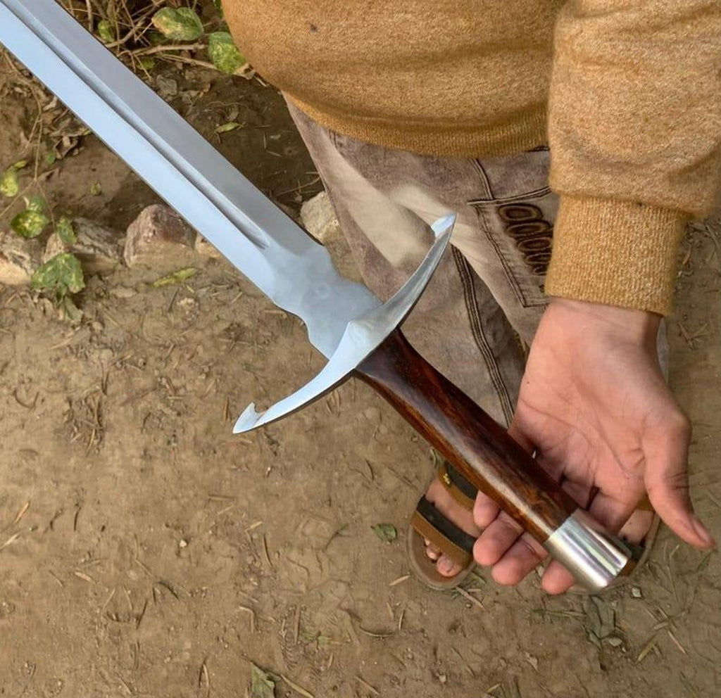 Handmade High Carbon Steel Sword: Rosewood Handle, Silver Accents