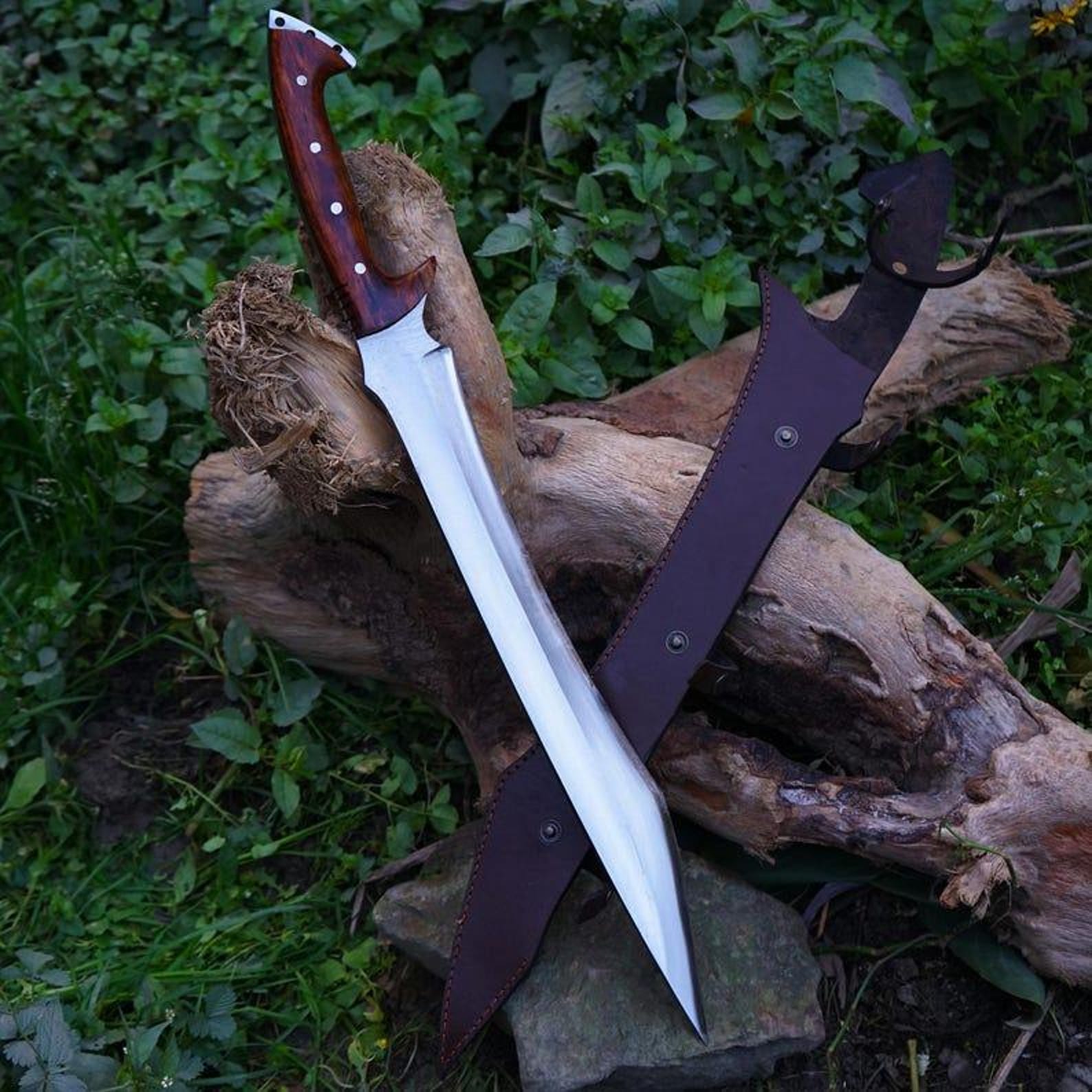 Handmade High Carbon Steel Machete: Rosewood Handle, Heavy-Duty Outdoor Tool