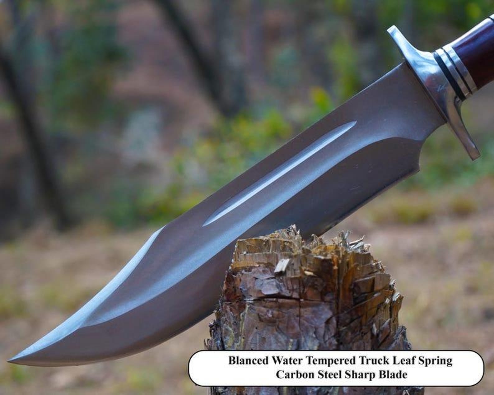 Handmade Bowie Knife Set: High Carbon Steel Blade, Rosewood Handle & Leather Sheath