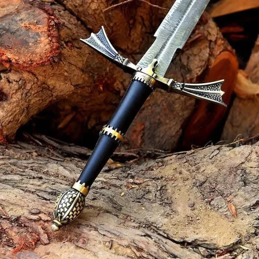 Handmade High Carbon Steel Sword: Medieval Replica with Leather Handle