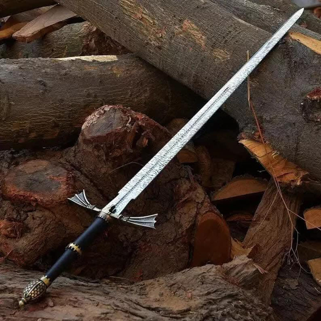 Handmade High Carbon Steel Sword: Medieval Replica with Leather Handle