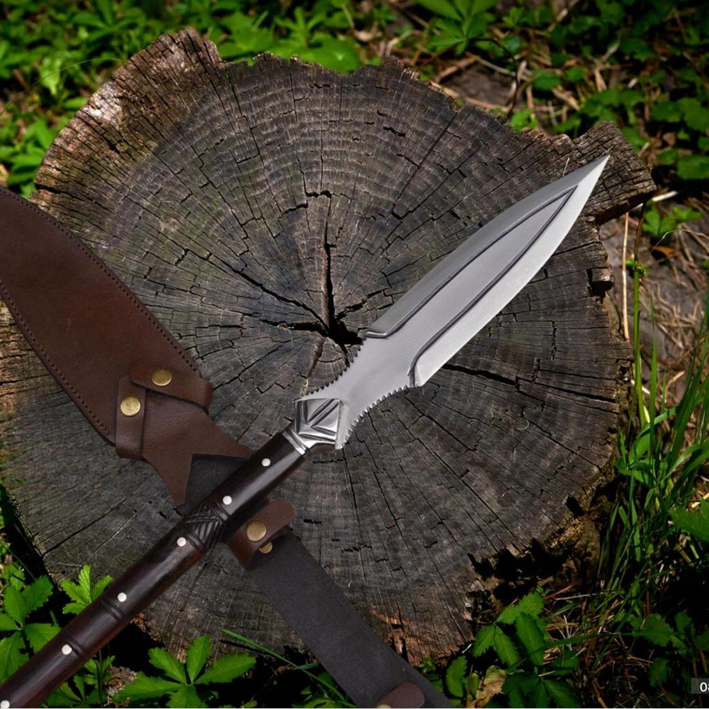 Handmade Viking-Inspired Carbon Steel Spear – 35" Total Length | Decorative Rosewood Handle | Unique Historical Replica
