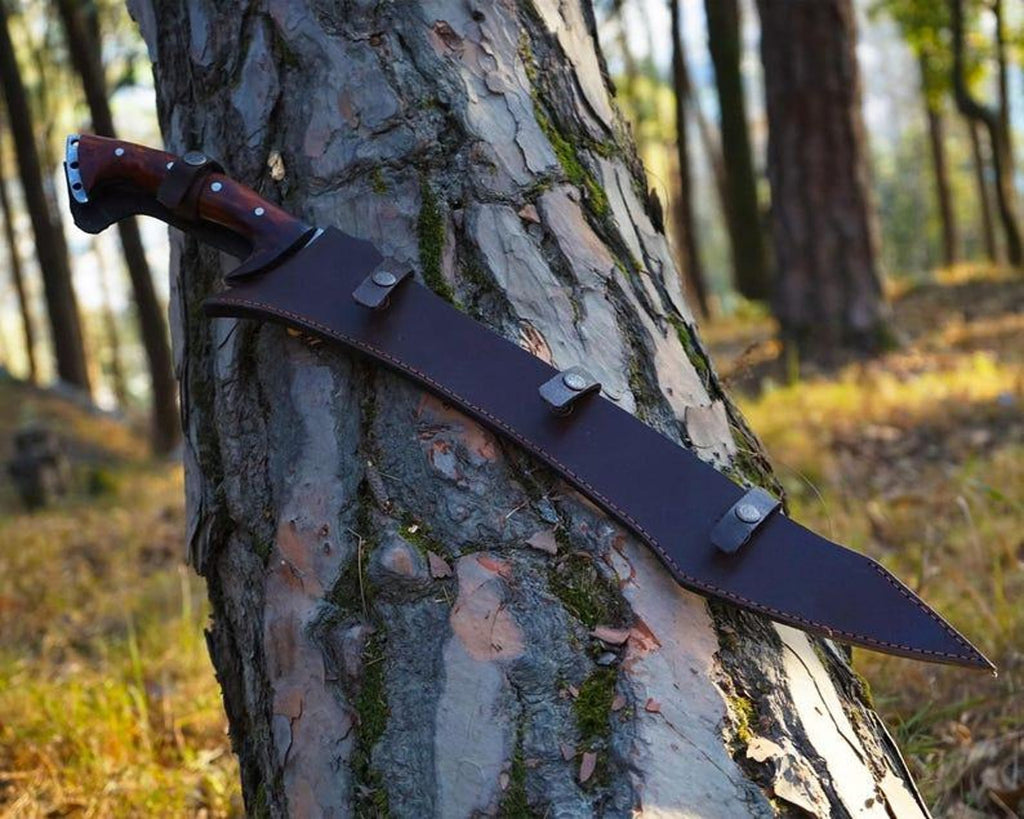 Handmade High Carbon Steel Machete: Rosewood Handle, Heavy-Duty Outdoor Tool