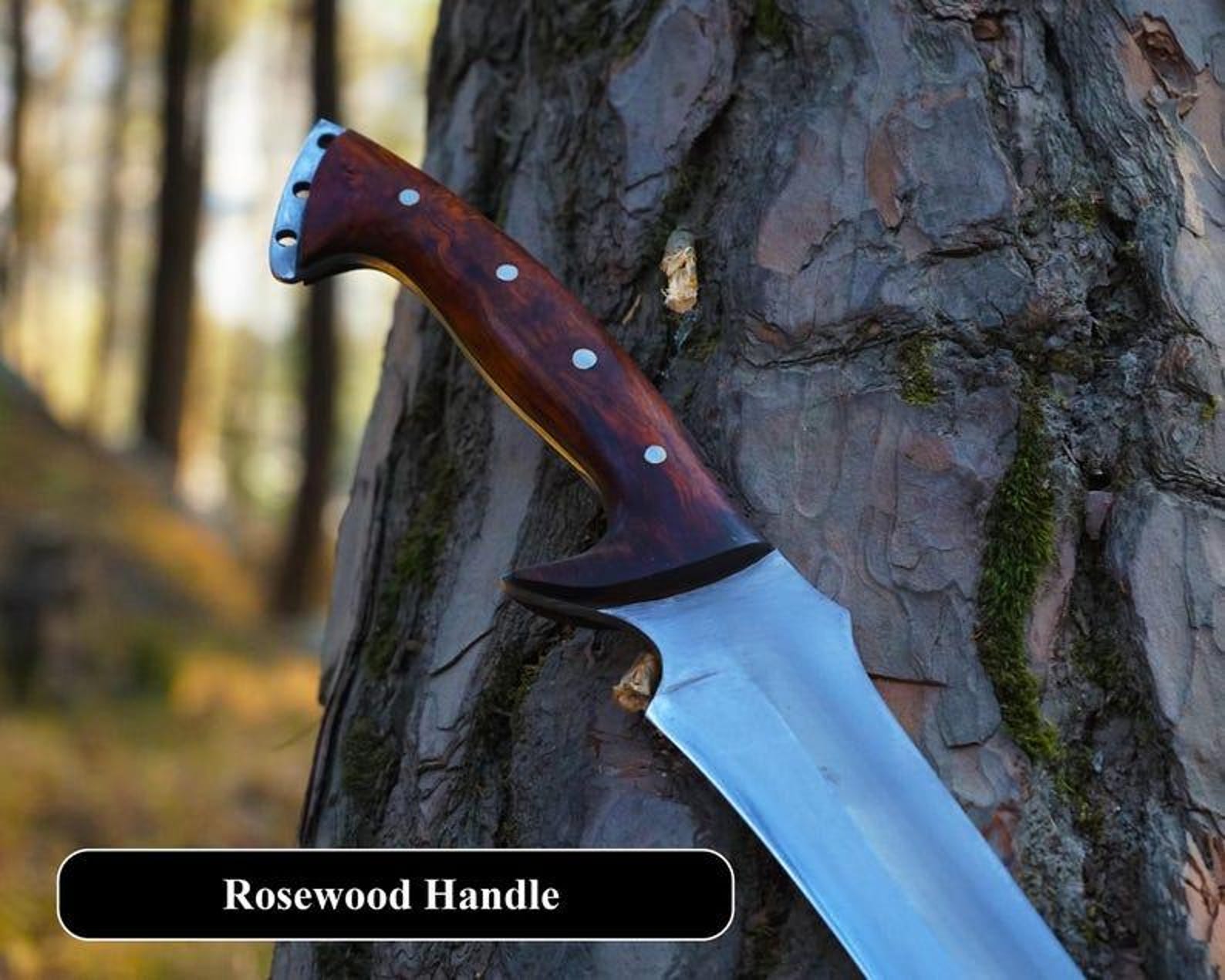 Handmade High Carbon Steel Machete: Rosewood Handle, Heavy-Duty Outdoor Tool