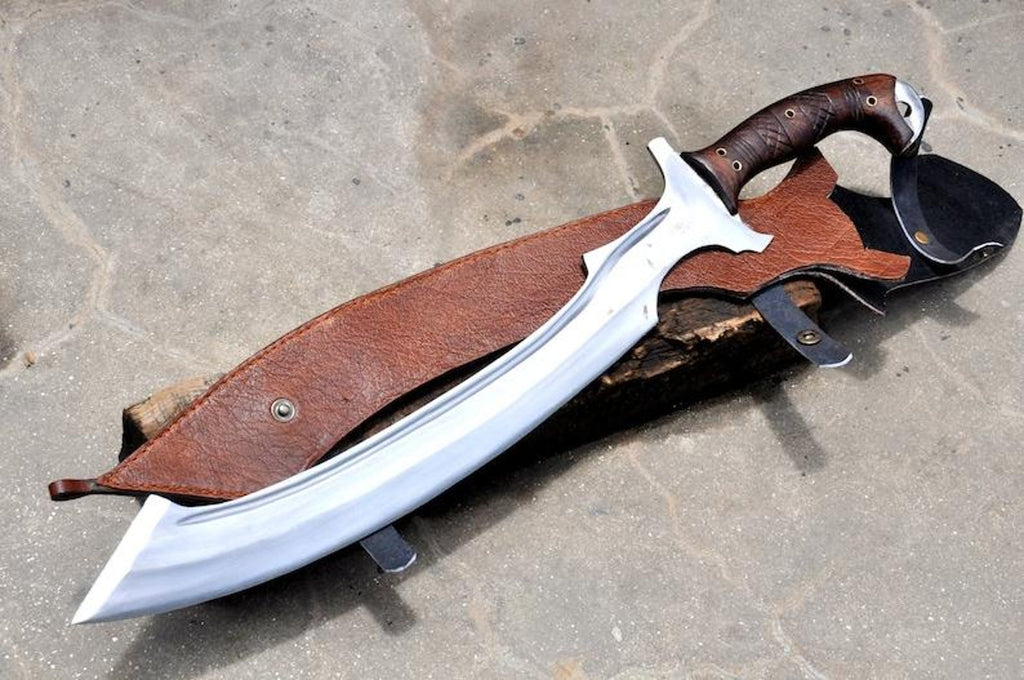 Hand-Forged Egyptian Khopesh: Tempered Carbon Steel, Leather Cover