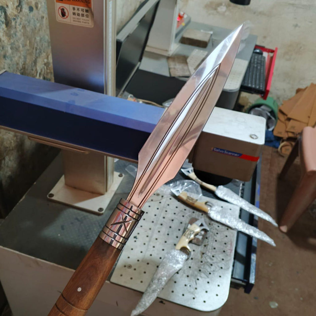 Handmade Viking Spear: High Carbon Steel, Leather Sheath, Norse Decor