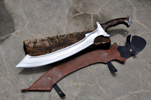 Hand-Forged Egyptian Khopesh: Tempered Carbon Steel, Leather Cover
