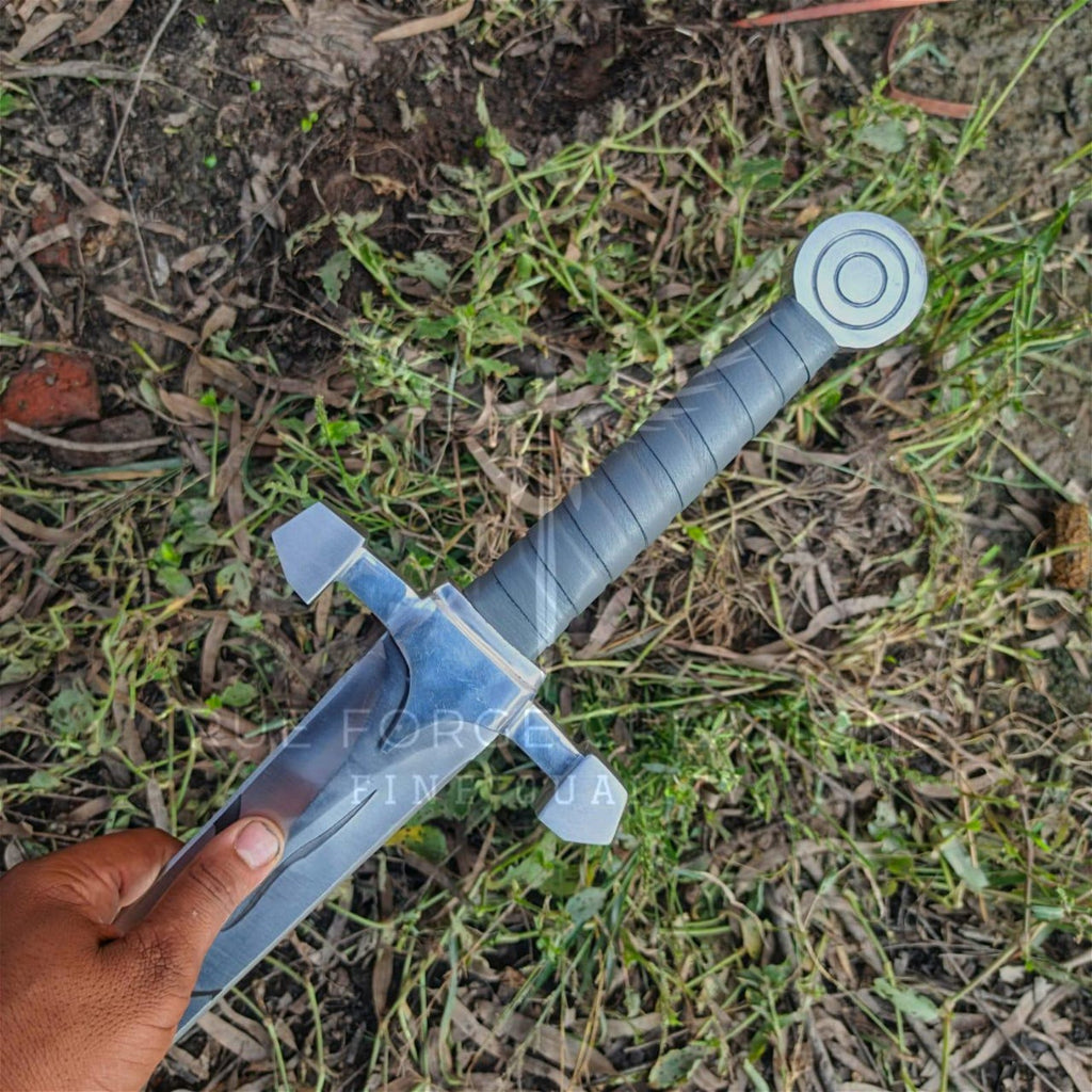 Handmade High Carbon Steel Sword: Etched Blade, Leather Handle