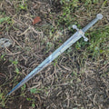 Handmade High Carbon Steel Sword: Etched Blade, Leather Handle