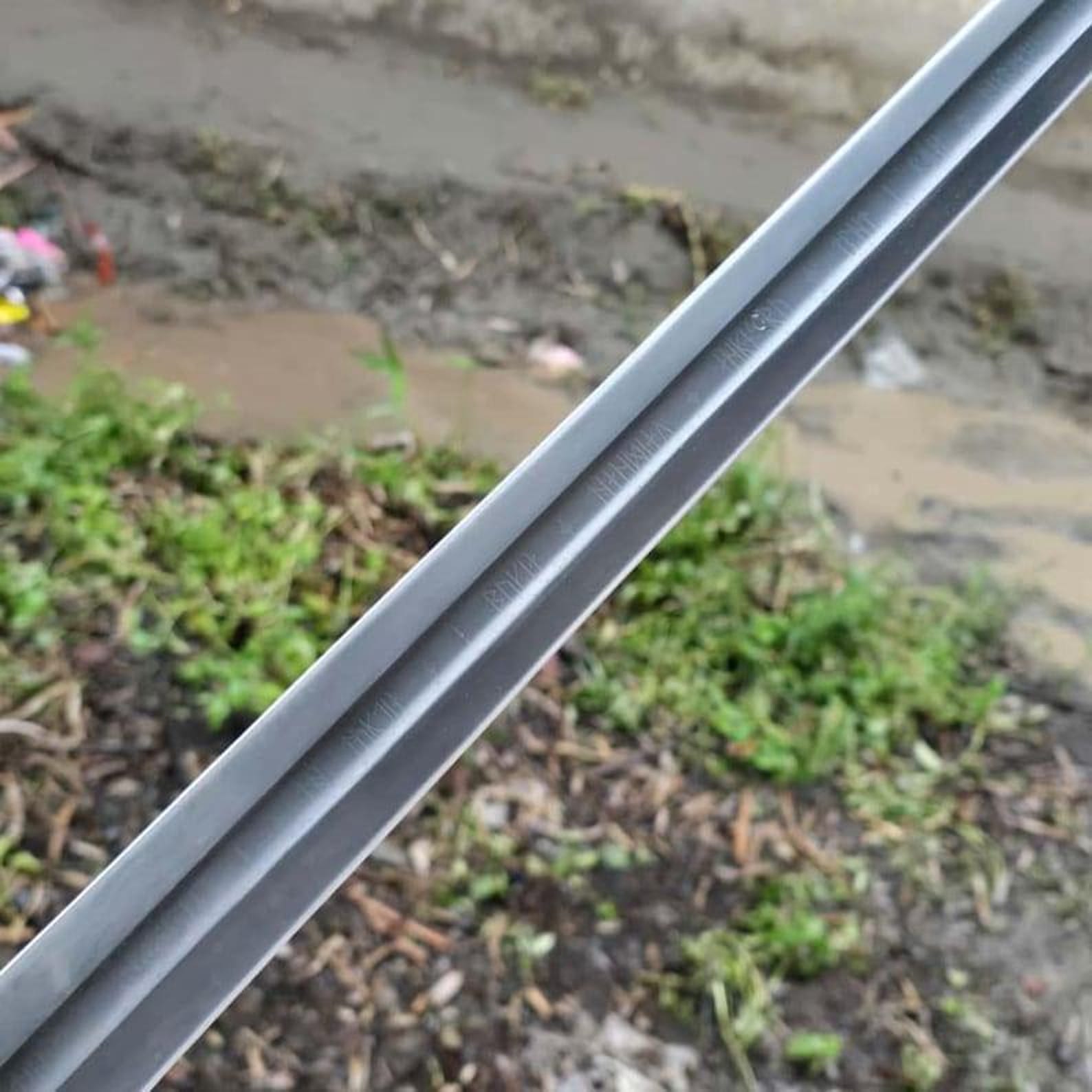 Handmade High Carbon Steel Decorative Sword: Acid-Etched Blade, Leather Handle
