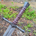 Handmade High Carbon Steel Decorative Sword: Acid-Etched Blade, Leather Handle