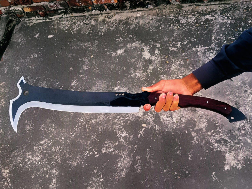 Handmade High Carbon Steel Viking Sword: Rosewood Handle, Leather Sheath