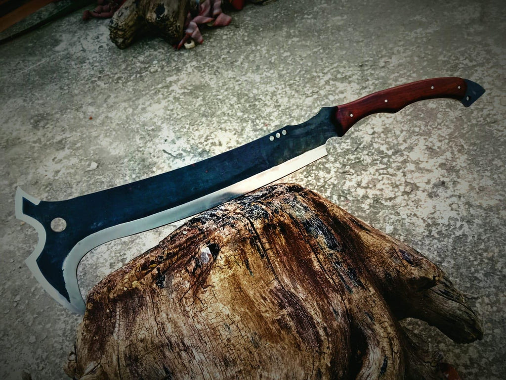 Handmade High Carbon Steel Viking Sword: Rosewood Handle, Leather Sheath