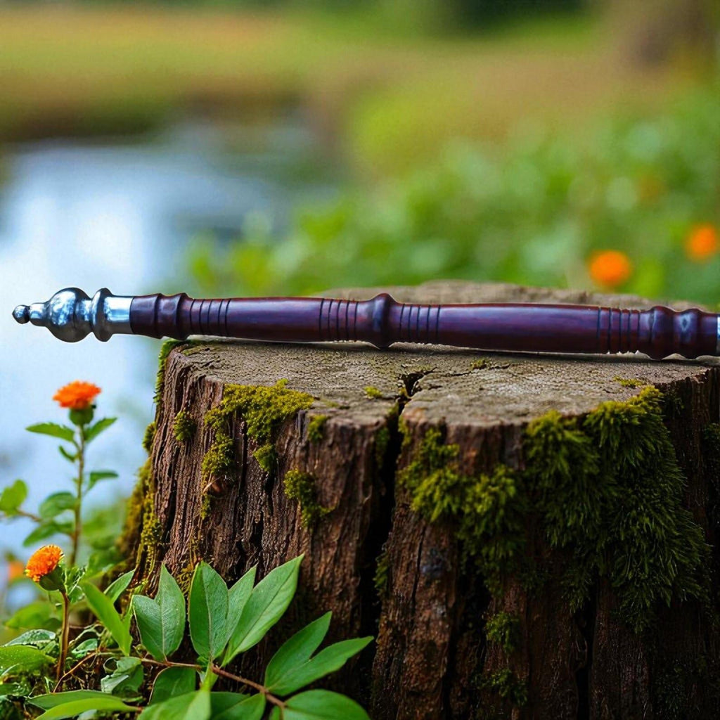 Handmade Viking Spear – High Carbon Steel Blade with Rosewood Handle & Silver Accents (35")