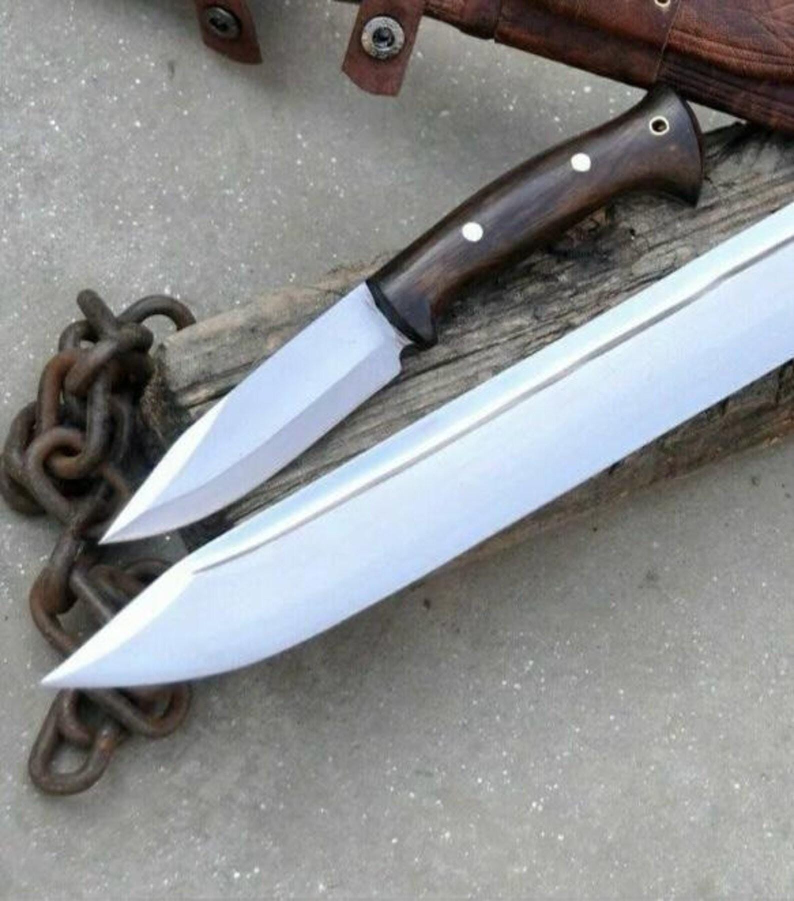 Handmade High Carbon Steel Machete with Matching Small Knife – Craftsmanship for Collectors & Outdoor Enthusiasts