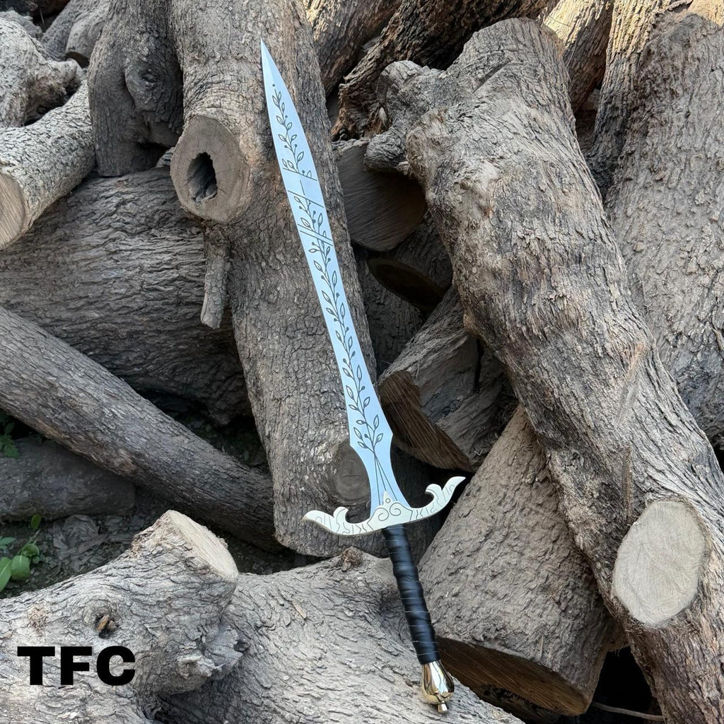 Handmade High Carbon Steel Sword – 36" Overall Length – Brass Guard & Pommel – Leather Wrapped Handle