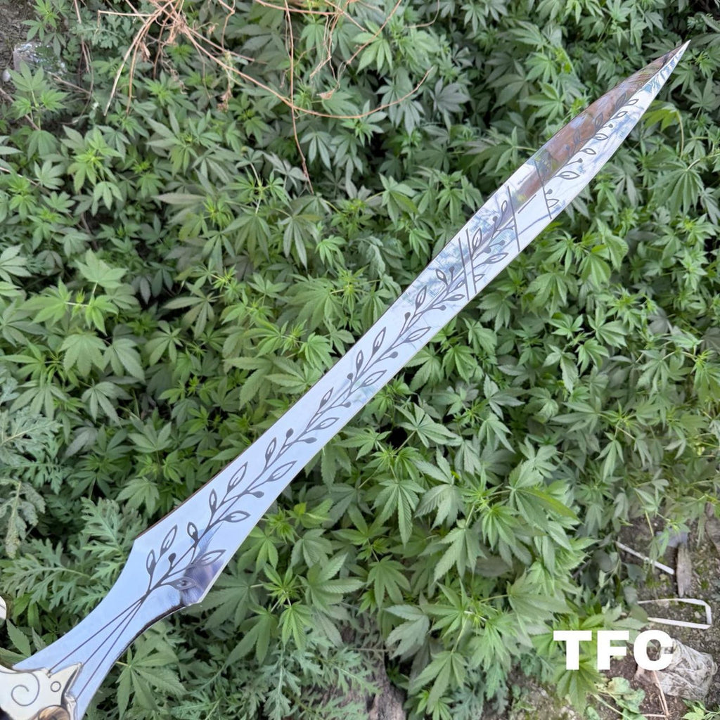 Handmade High Carbon Steel Sword – 36" Overall Length – Brass Guard & Pommel – Leather Wrapped Handle