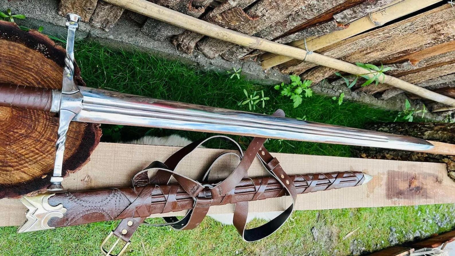 Handmade Longsword – Rosewood Handle, High Carbon Steel Blade, Custom Guard