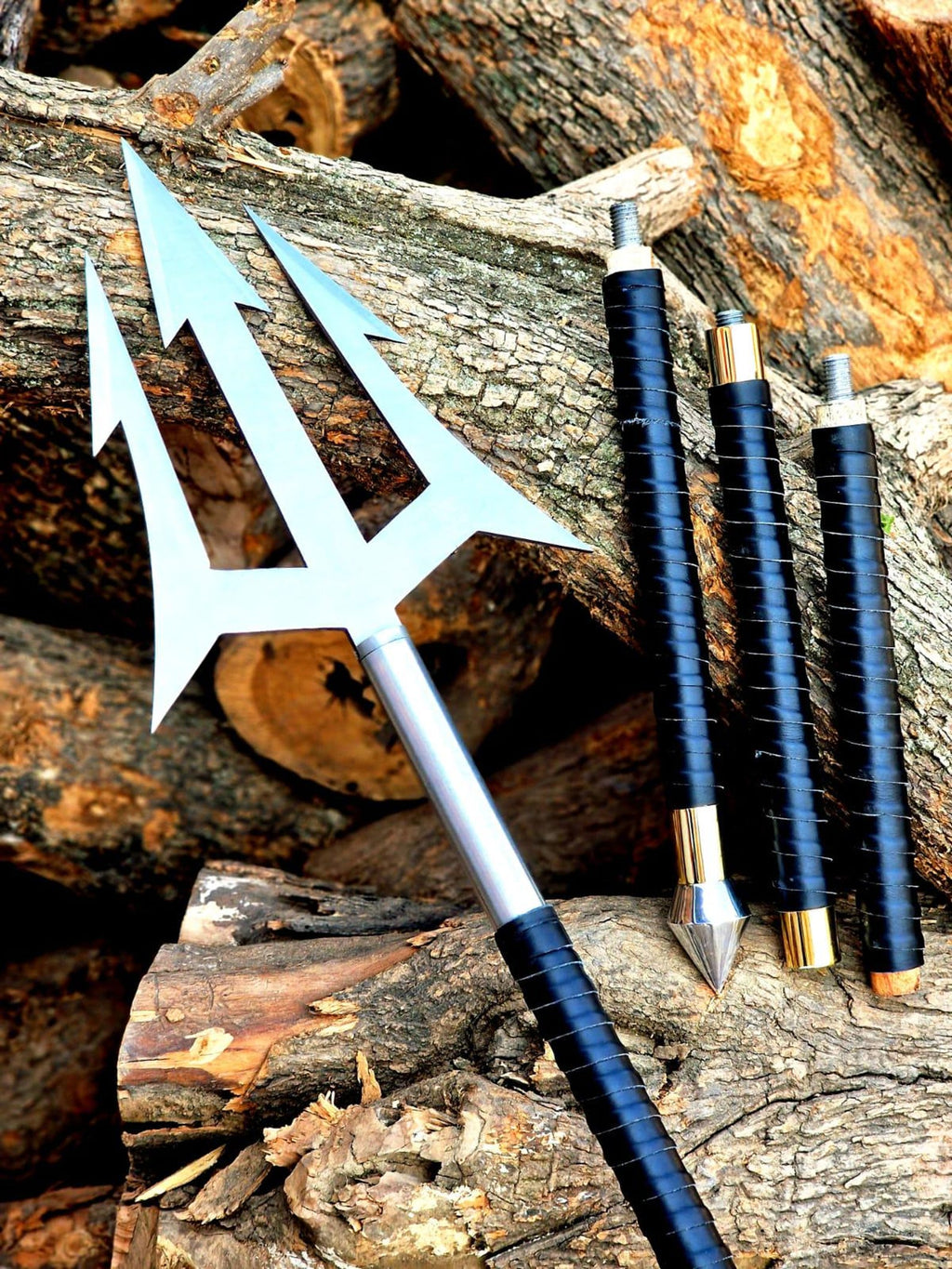 Hand Forged High Carbon Steel Spear – 50" Leather Wrapped Handle, Medieval Cosplay Prop