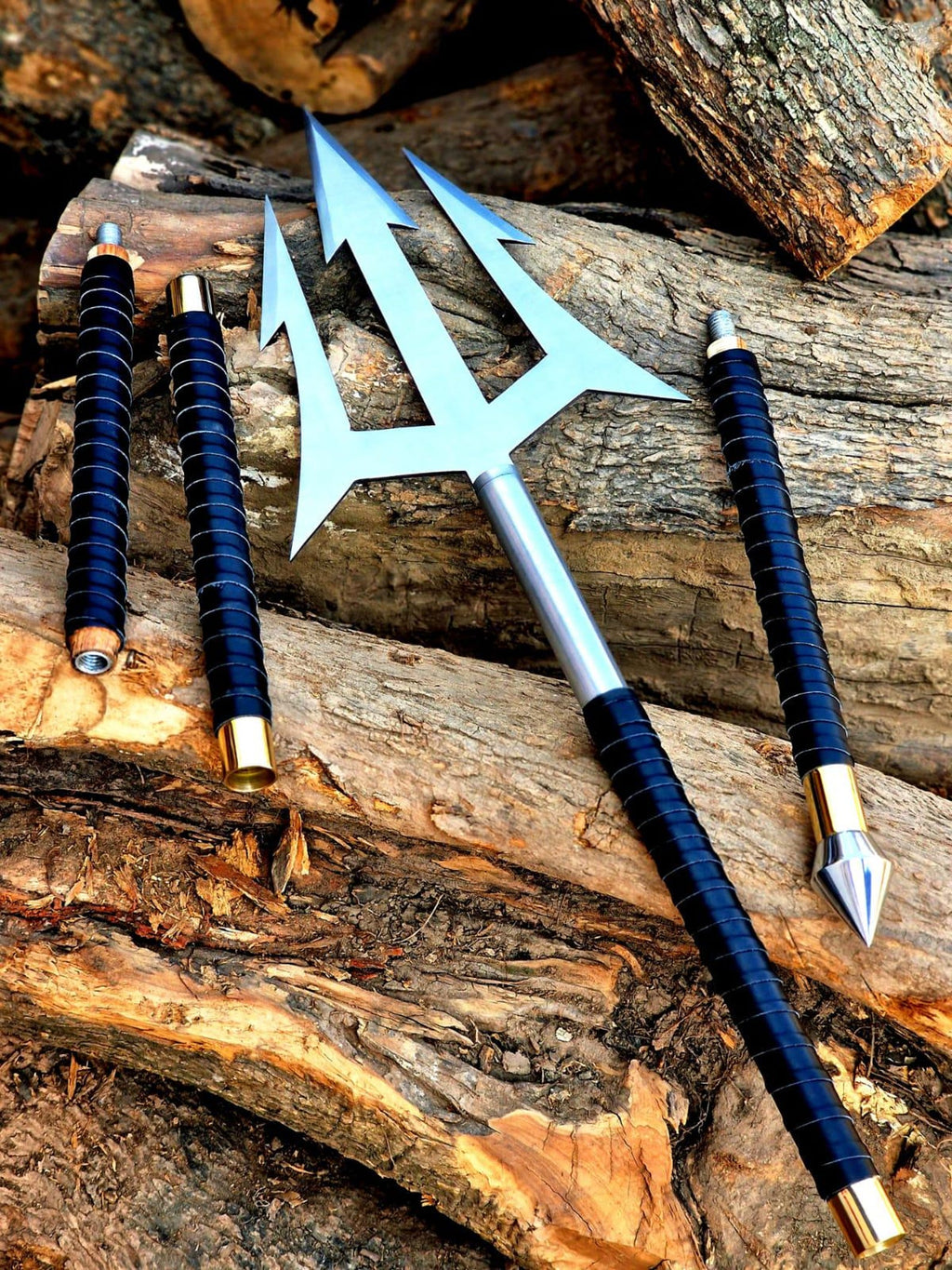 Hand Forged High Carbon Steel Spear – 50" Leather Wrapped Handle, Medieval Cosplay Prop