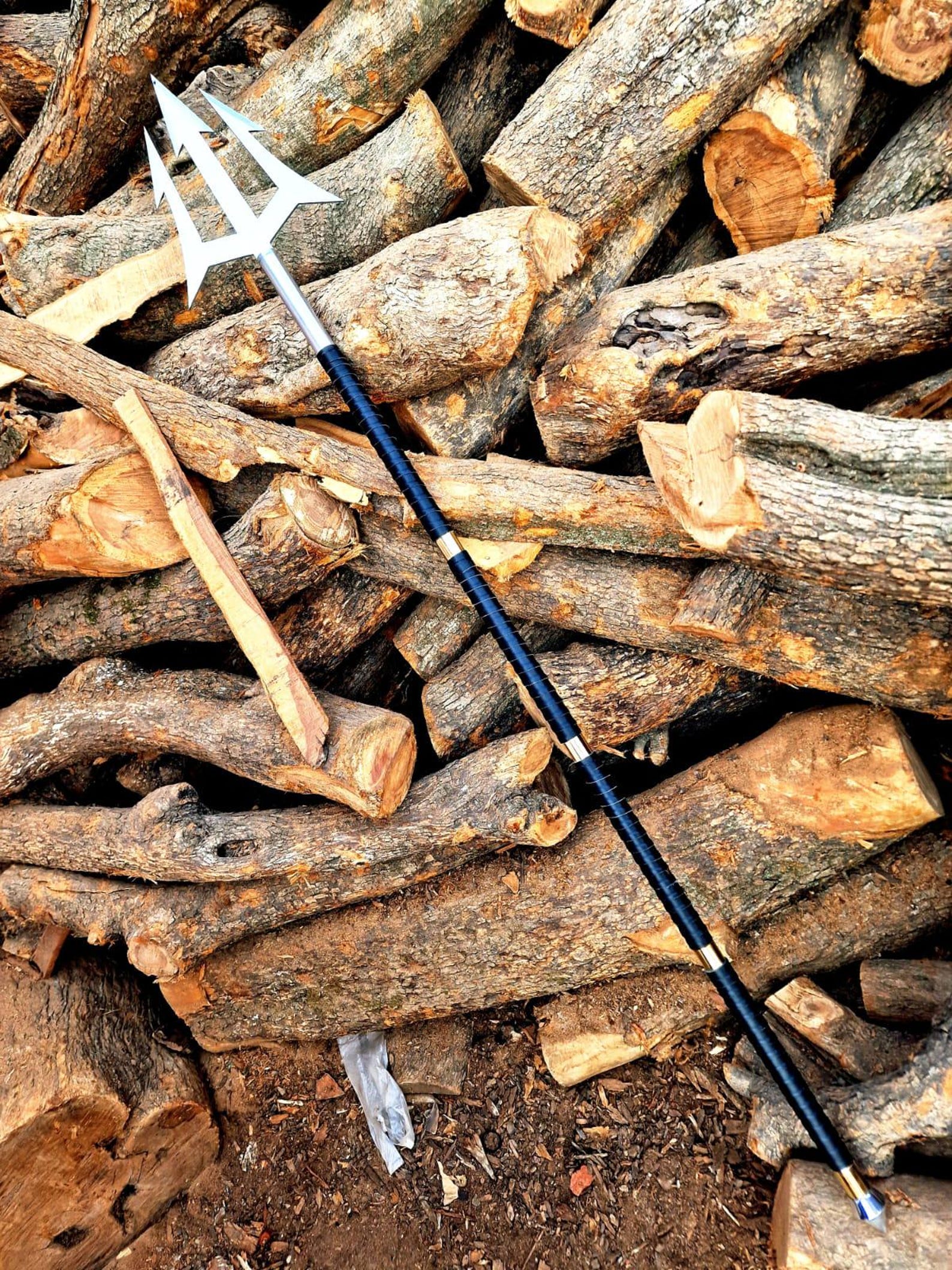 Hand Forged High Carbon Steel Spear – 50" Leather Wrapped Handle, Medieval Cosplay Prop