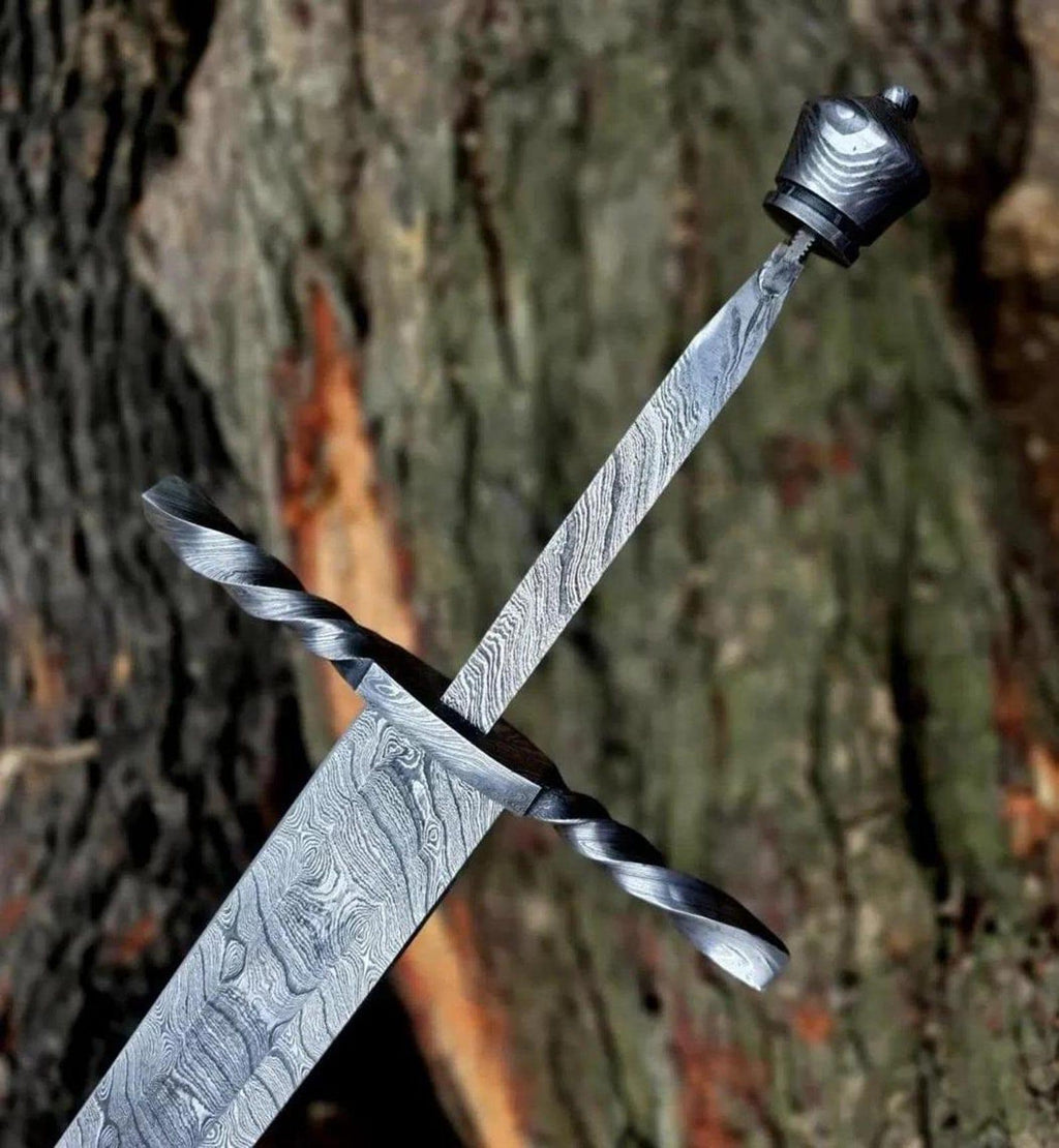 Handmade Damascus Steel Blank Blade – 34 Total Length for Sword Making Craft Supply