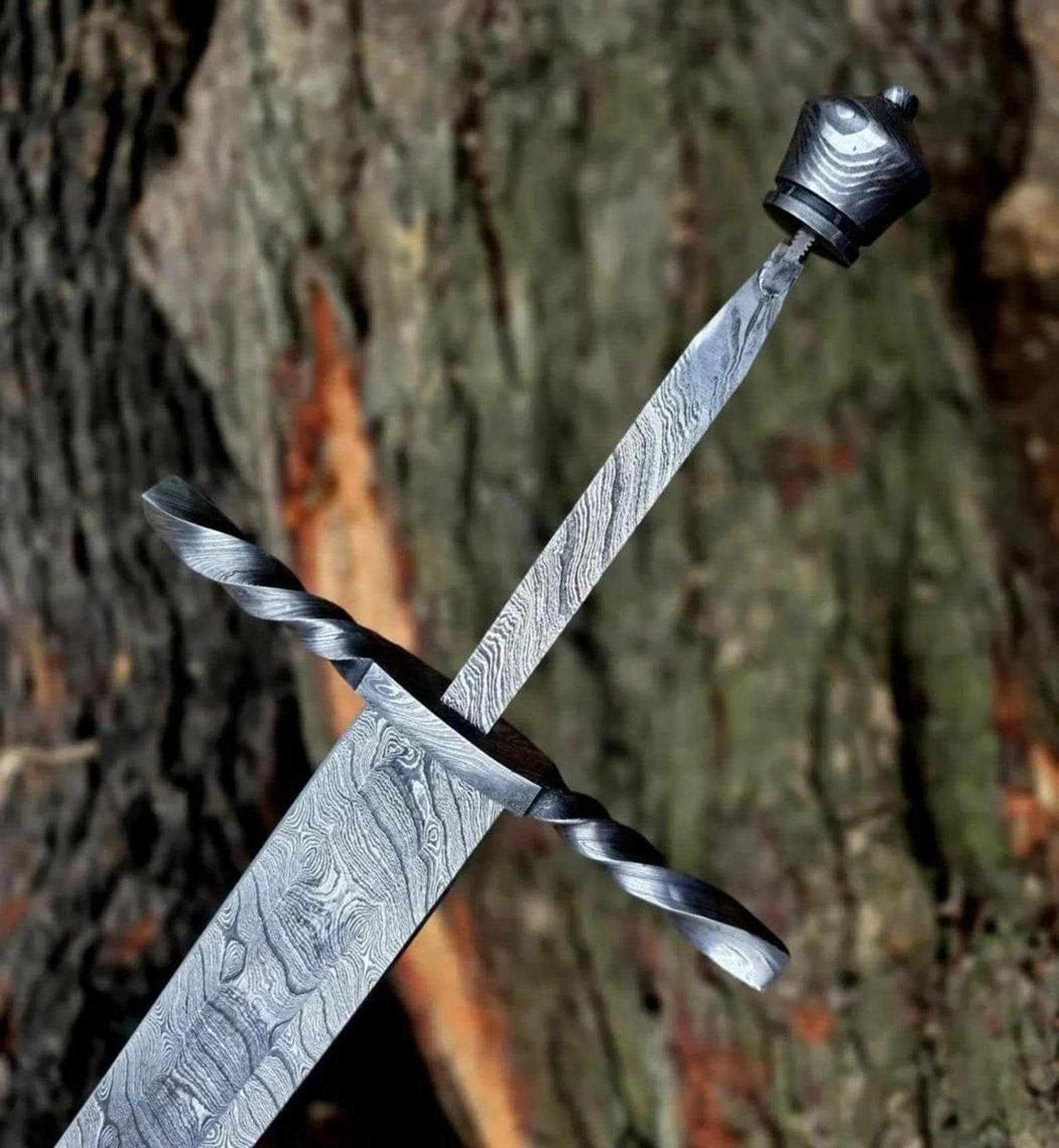 Handmade Damascus Steel Blank Blade – 34 Total Length for Sword Making Craft Supply