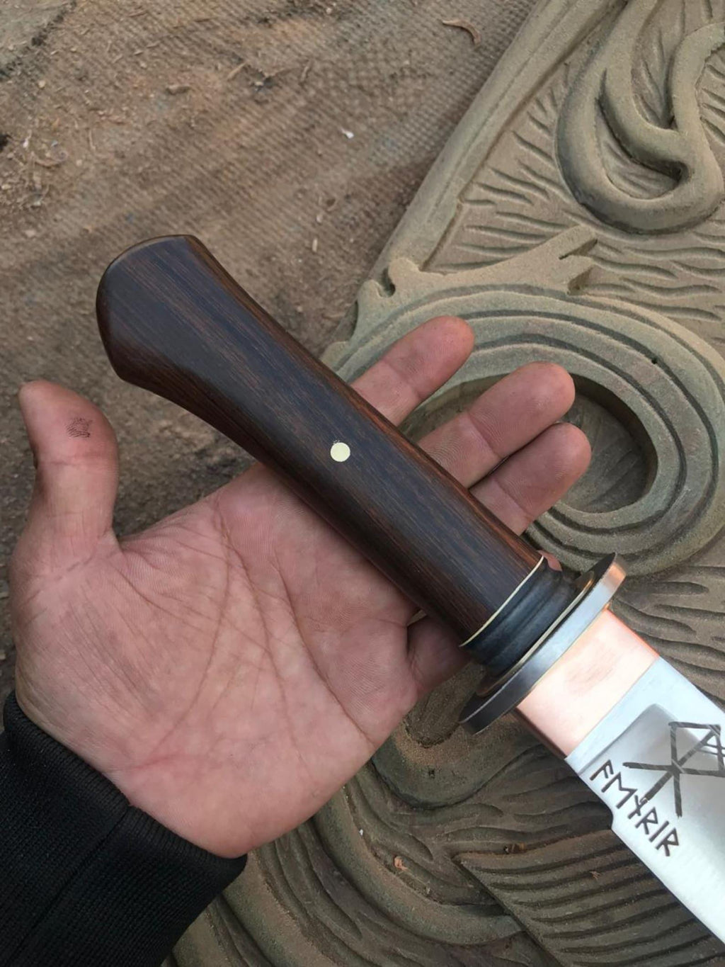 Handmade High Carbon Steel Small Sword – 22" Wooden Handle, Outdoor Craft Piece