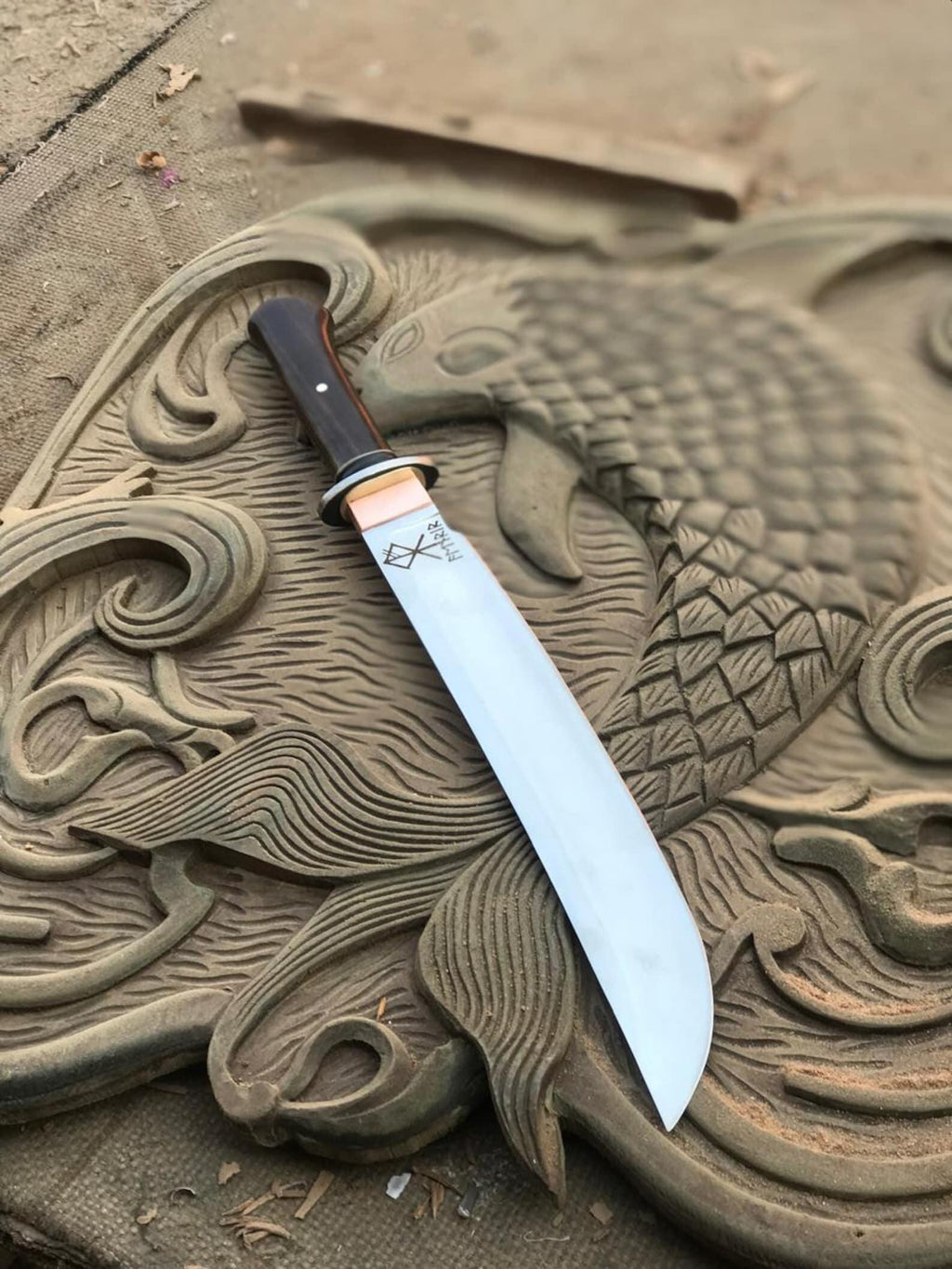 Handmade High Carbon Steel Small Sword – 22" Wooden Handle, Outdoor Craft Piece