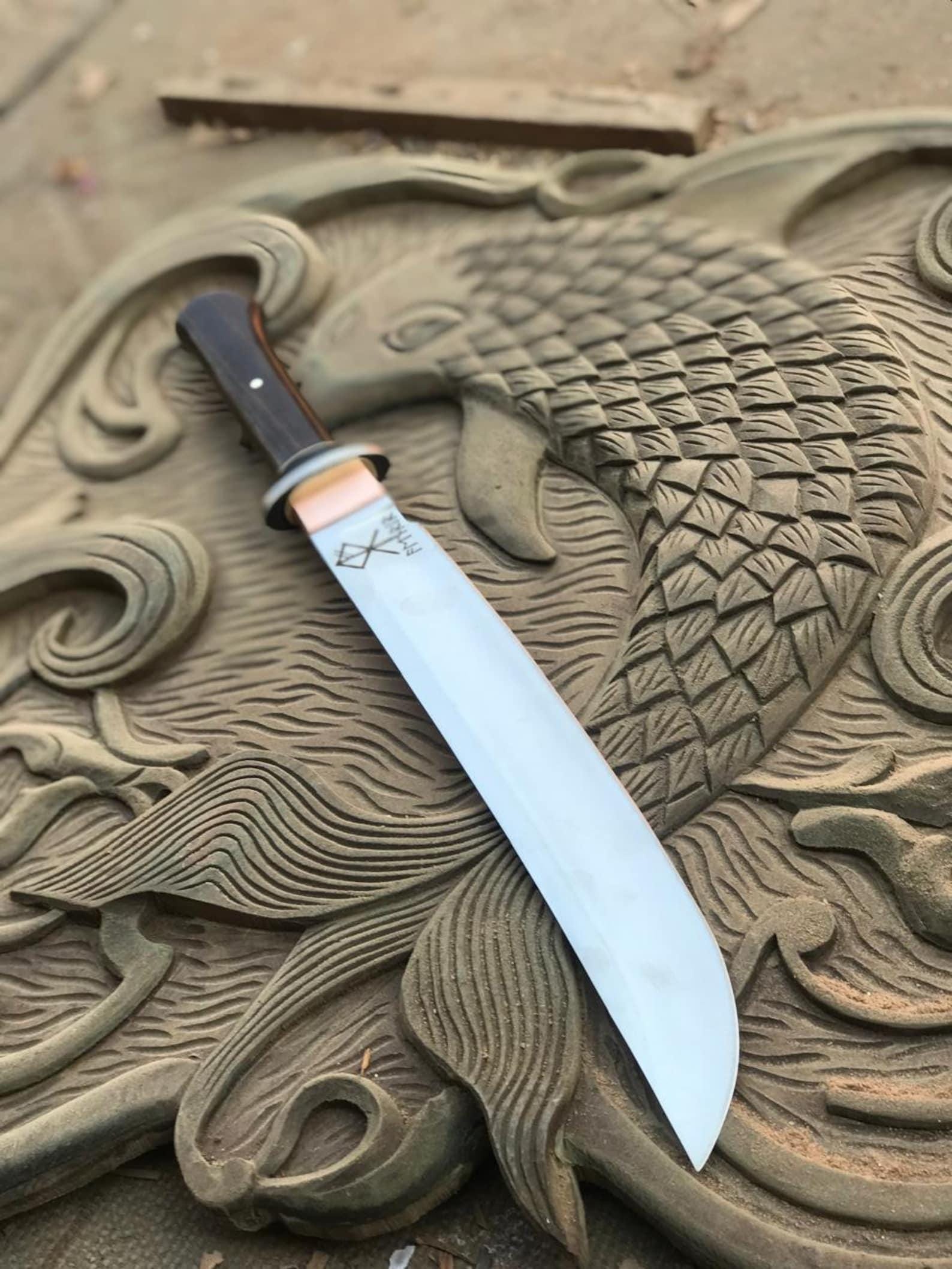 Handmade High Carbon Steel Small Sword – 22" Wooden Handle, Outdoor Craft Piece